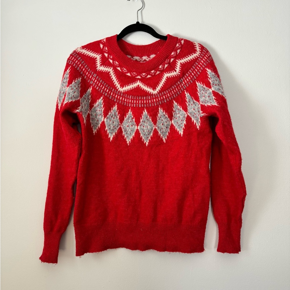 Red and Gray Patterned Women’s sweater